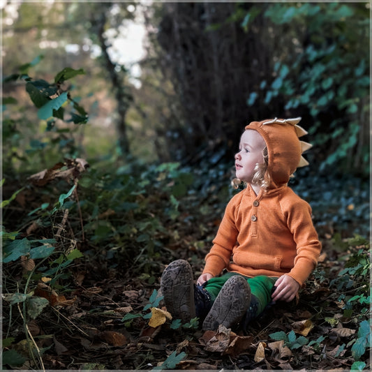 ManyMonths Natural Woollies Dino Hoodie with Big Pocket UNiQUE